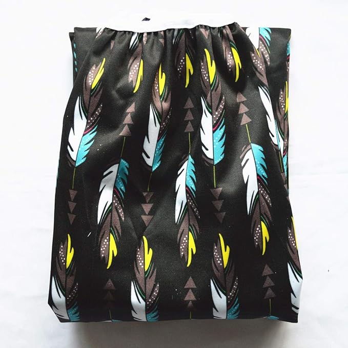 Pail Liner for Cloth Diapers Nappy Inserts Large Laundry Wet Bag Elastic Washable Reusable 27.6in x29.5in (Feather)