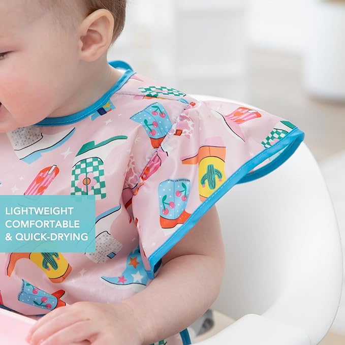 Bumkins Ruffle Apron Bib and 2-pack Sandwich Bags, Waterproof Fabric