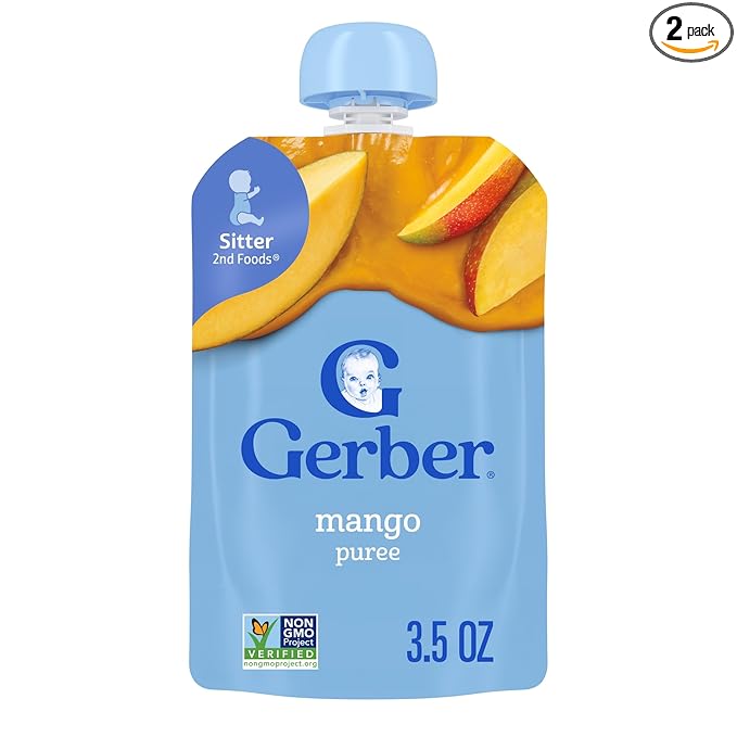 Gerber Baby Food Pouches, 2nd Foods for Babies, Mango, 3.5oz each (Pack of 12)