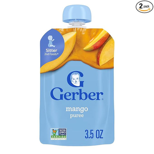 Gerber Baby Food Pouches, 2nd Foods for Babies, Mango, 3.5oz each (Pack of 12)