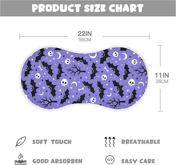 Muslin Burp Cloths for Baby Boys and Girls - 4-Pack Ultra Absorbent Halloween Bats Muslin Washcloths, Newborn Towel, Milk Spit Up Rags, Burp Cloth Bib for Unisex, 22 x 11 Inch