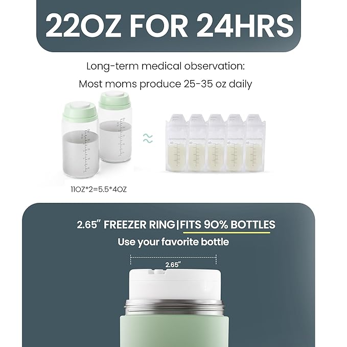22oz Breast Milk Cooler Bottle – Portable Milk Cooler for Breastmilk, 360° Total Cooling for 24 Hours; Breastmilk Chiller with 2pcs Baby Bottles | Breastfeeding Essentials, BPA Free