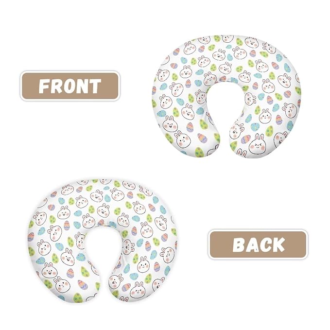 Cute Rabbit and Easter Egg Breastfeeding Pillow Slipcover for Baby Soft and Stretchy Safely Breastfeeding Pillow Cover Easy to Use and Dustptoof