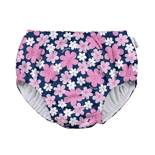 Green Sprouts Baby Girls Pull-Up Reusable and Toddler Swim Diaper, Navy Blooms, 24 Months US