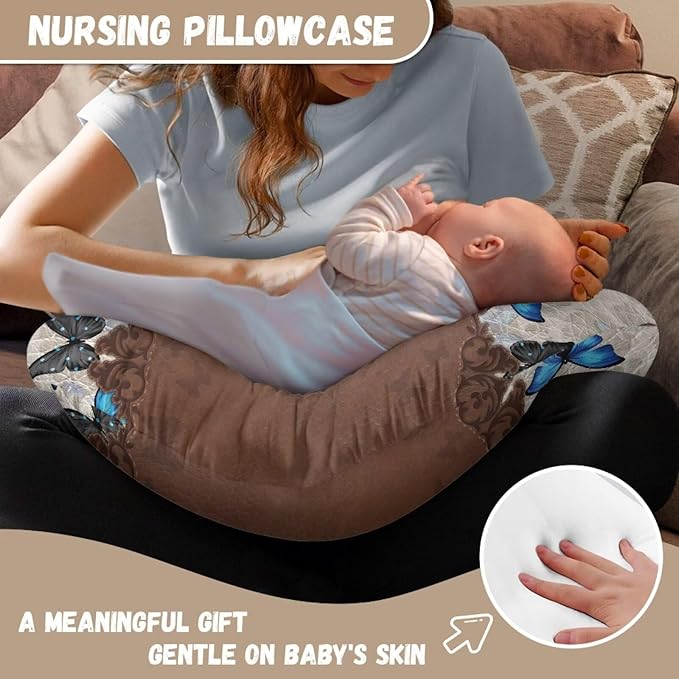 Pillow Covers，Pillowcase for Nursing Pillow and Positioner for Breastfeeding and Bottle Feeding，Propping Baby，Fits The Original Support for Breastfeeding Chocolate Butterfly