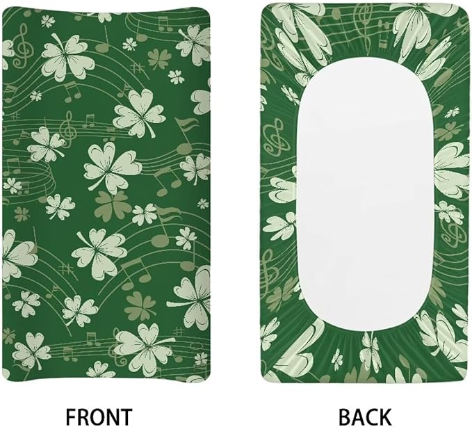 Lucky Leaf Changing Table Cover for Baby Waterproof St. Patrick's Day Nursery Pad Change Cover Breathable Universal Tray Table Mat for Boys Girls