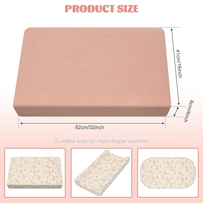 2 Pcs Changing Pad Cover, Soft Changing Pad Sheets, Changing Table Pad Cover, Cotton Fitted Diaper Changing Table Cover Set, Baby Diaper Change Table Pad Covers, 32x16x3.15in (Style 1)