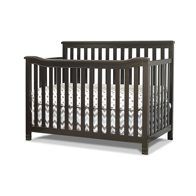 Sorelle Palisades 3-Piece Nursery Set - 4-in-1 Convertible Crib, 4-Drawer Dresser, Changing Table with Hamper - Espresso Wood Finish