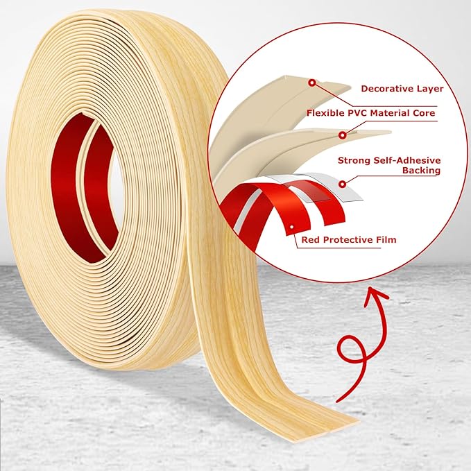 Flexible Wall Corner Protector Moulding Trim Peel and Stick Wall Corner Guards Edge Protector Self Adhesive Molding Trim Strip for Edge Ceiling (Original Wood Grain, 2.4 in x 10 Ft)