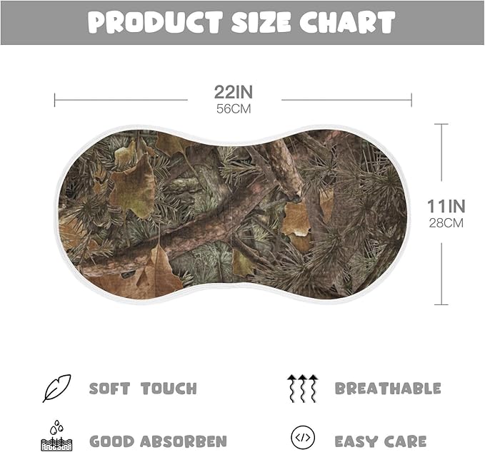 Forest Camo Muslin Burp Cloths for Baby Boys and Girls - 1-Pack Ultra Absorbent Muslin Washcloths, Newborn Towel, Milk Spit Up Rags, Burp Cloth Bib for Unisex, 22 x 11 Inch