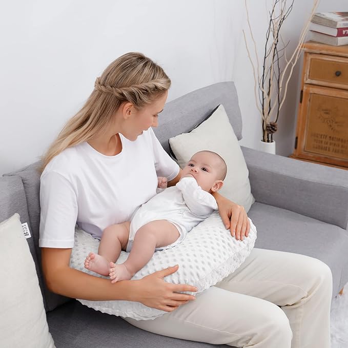 Pillowcase for Nursing Pillow and Positioner for Breastfeeding and Bottle Feeding, Propping Baby, Tummy Time, Baby Sitting Support, Awake-Time Support, Pillow Cover Only (White)