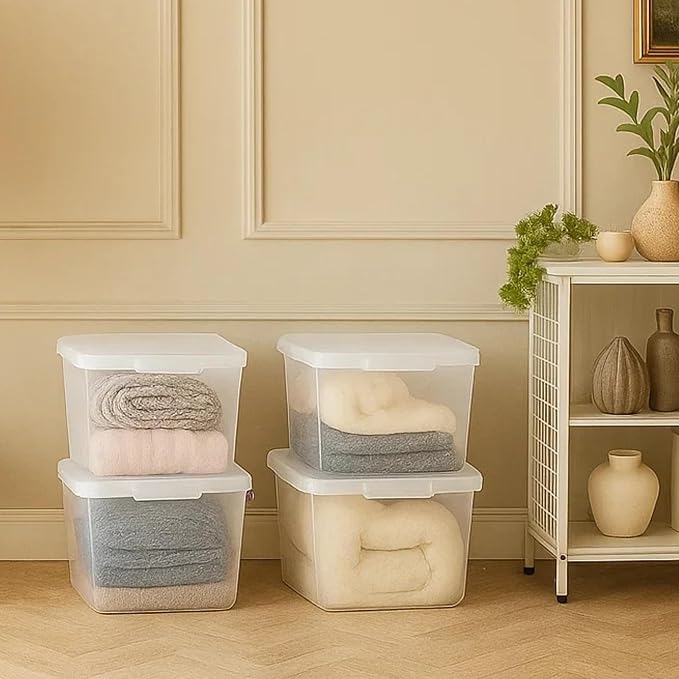 Lustroware Jumbo 8-Pieces Food Storage Container Set with Lids – Airtight, BPA-Free, Stackable, 2.9 & 4.2 Gallon – Large Capacity Kitchen Organizer with 4-Side Locking Lids, Made in Japan