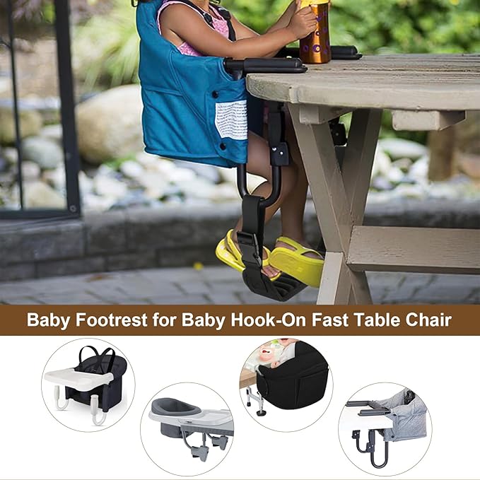 Beautyflier Baby Footrest Compatible with Inglesina Fast Table Chair, Adjustable Foot Rest for Baby Hook-On Fast Table Chair, Toddler Foot Rest for Travel - Black