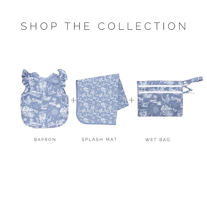 BapronBaby Flutter Savanna Blue Bapron - No Neck Tie Safer Bib for Baby & Toddler - Soft Waterproof Stain Resistant - Machine Washable - Sz Preschool 3-5yrs