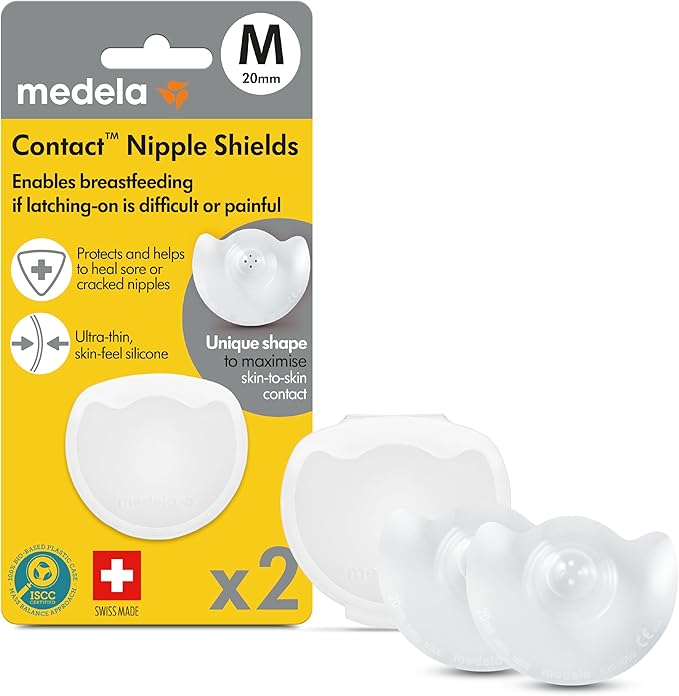 Medela Hydrogel Pads | Pain Relief for Sore or Cracked Nipples | Breastfeeding Essentials & Contact Nipple Shield for Breastfeeding, 20mm Small Nippleshield