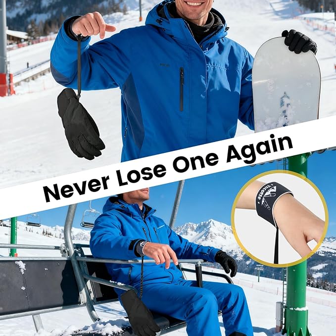 Glove Leash, 2 Pairs Ski Glove Wrist Straps Elastic Handcuff Leashes for Skiing Snowboarding Accessories, Adjustable Anti-Loss Hanging Glove Straps
