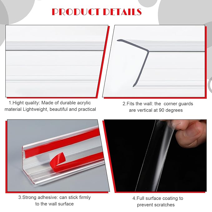 10 Pcs Wall Corner Protector, Clear Self-Adhesive Corner Protectors for Walls for Baby, Furniture, Door, Tables, Cover Sharp Furniture, Easy to Install (59.06'' x 1.18'')