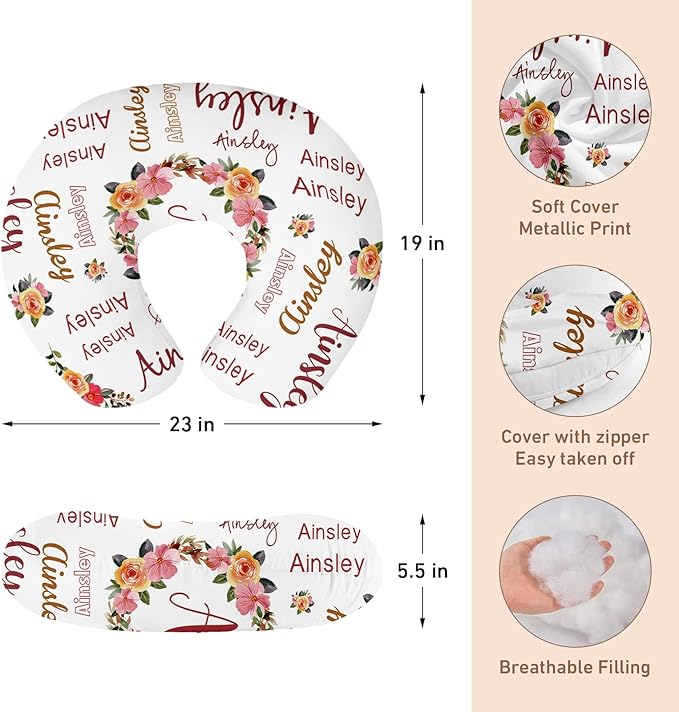 Dyoart Baby Nursing Pillow Cover,Custom Name Soft Nursing Covers,Breastfeeding Pillow Slipcover for Bottle Feeding,Custom Gifts for Toddler Infant(23"x19"x5.5")(one Size)