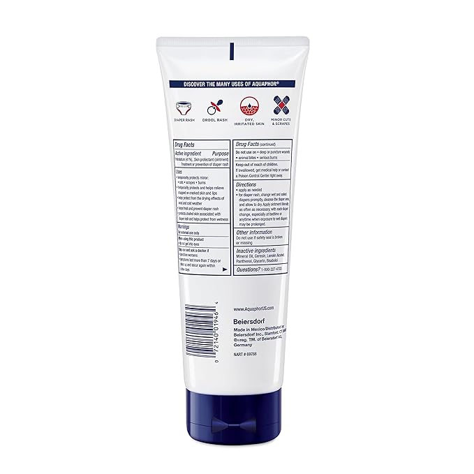 Aquaphor Baby Healing Ointment Advanced Therapy Skin Protectant, Dry Skin and Diaper Rash Ointment, 7 Oz Tube (Pack of 12)