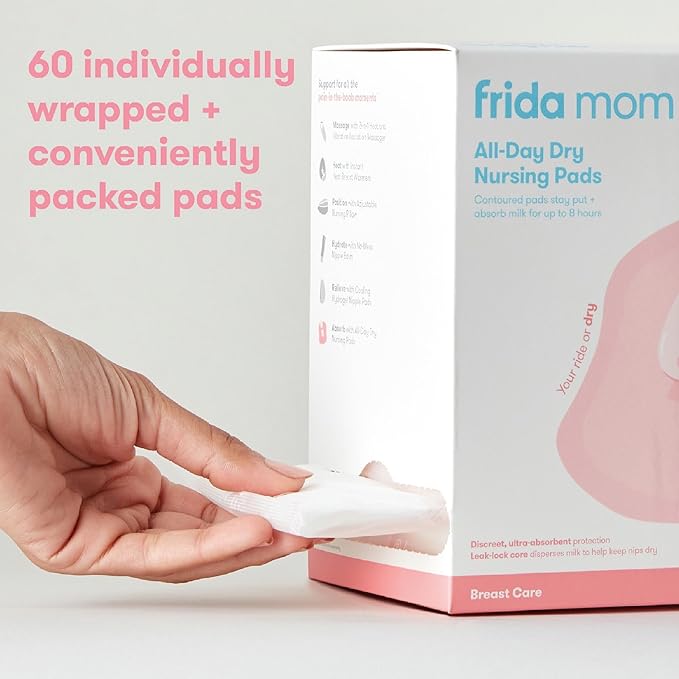 Frida Mom Nursing Pads, Disposable Nursing Pads with Ultra Absorbency, and Soft Texture, Breastfeeding Essentials, 60ct
