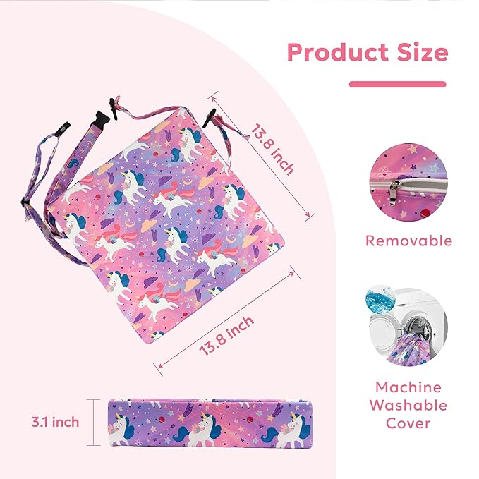 Toddler Booster Seat for Dining Table,Portable Kids Booster Seat - Adjustable, Non-Slip, Lightweight & Easy to Clean (Pink Horse)
