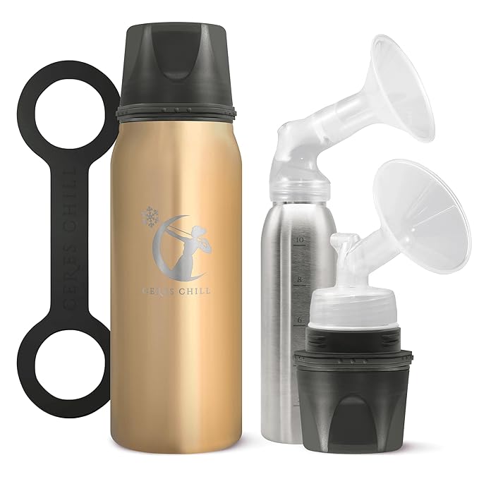 CERES CHILL OG Breastmilk Chiller & Warmer – 12–34oz Portable Breast Milk Cooler, Storage & Baby Bottle for Travel, Work or On-The-Go – Pump Compatible Container – You’re So Golden