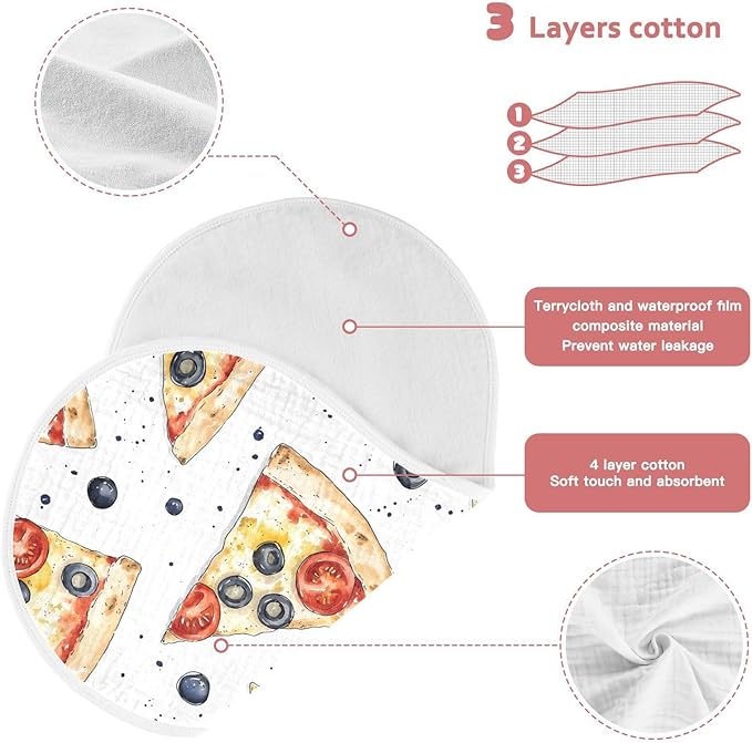 vvfelixl Muslin Burp Cloths Margherita Pizza Baby Washcloths for Baby Girl Boys 2 Pack