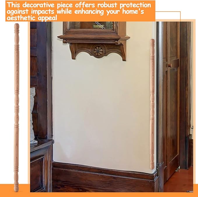 DoubleFill 1 Pack Beechwood Corner Guards for Wall Unfinished DIY Corner Protector 39-1/2'' x 1'' Solid Wood Edges Protect Trim for Paintable Stainable, Customize to Match Wall, Easy Installation