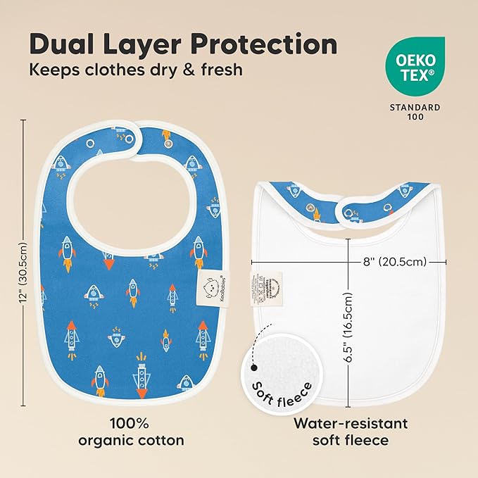 8-Pack Organic Baby Bibs for Boys, Girls - Soft Cotton Drooling and Teething Bibs for Baby Girl & Boy, Extra Absorbent, Easy To Clean & Put On for Toddler, Newborn, Infant 0-24 Months (Cosmo)