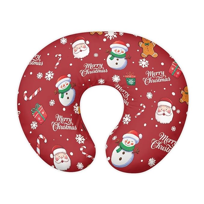 Nursing Pillow Cover Christmas Snowman Stretchy Removable Cover for Breastfeeding Pillows Elephant Soft Comfortable Slipcover Snug Fits On Infant Nursing Pillow