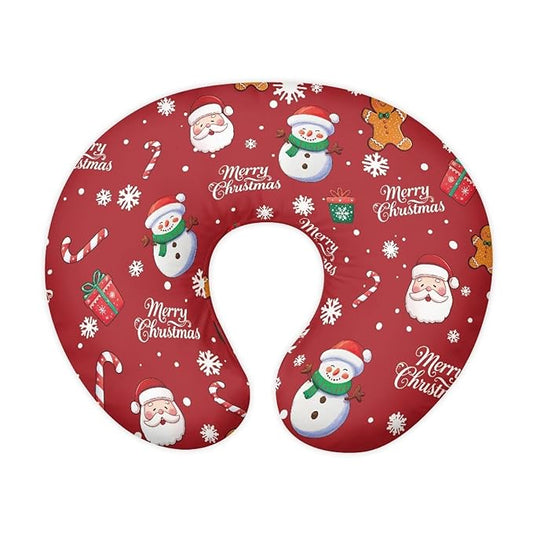 Nursing Pillow Cover Christmas Snowman Stretchy Removable Cover for Breastfeeding Pillows Elephant Soft Comfortable Slipcover Snug Fits On Infant Nursing Pillow