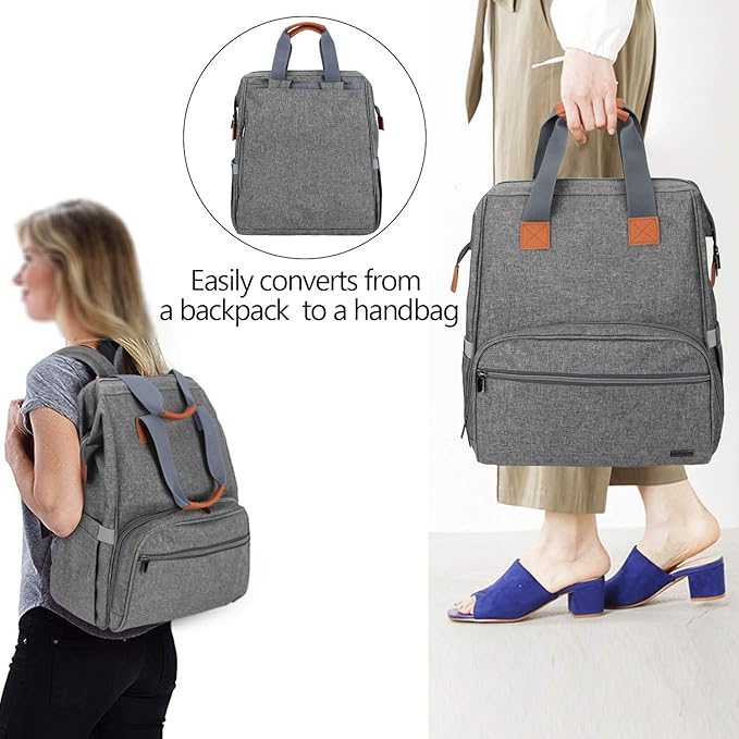 Teamoy Breast Pump Bag Compatible with Spectra S1,S2, Medela and Cooler Bag, Convertible Breast Pump Tote and Backpack with Laptop Sleeve for Working Moms, Gray