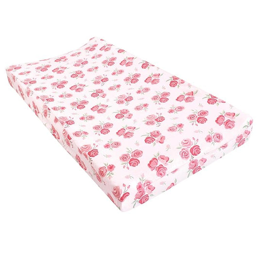 Hudson Baby Unisex Baby Changing Pad Cover, Blush Rose, One Size