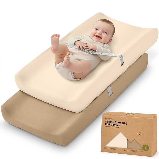 2-Pack Organic Changing Pad Covers for Girl, Boy, Neutral - 100% Cotton Changing Table Pad Cover, Soft Baby Nursery Diaper Changing Pad Sheets, Contour Changing Pads Liners, Change Pad Cover (Pecan)