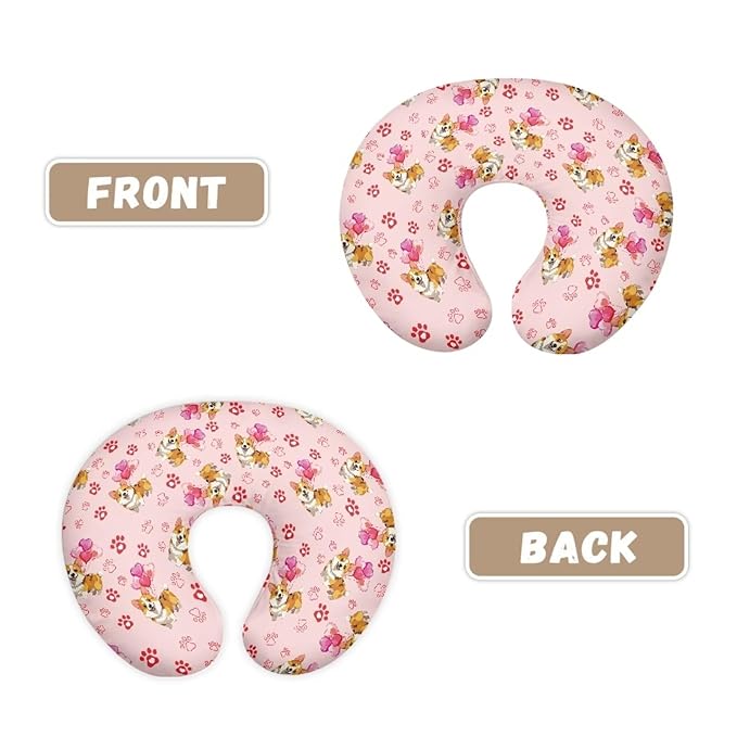 Jeiento Love Heart Corgi Dog Nursing Pillow Cover Quick Day Fabric Covers Soft Comfortable Breastfeeding Pillow Slipcovers Machine Washable