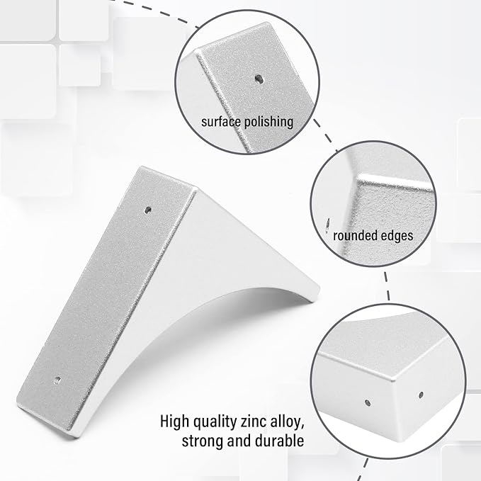 BokWin Silver Box Corner Protector Metal,4 Pcs 2.56 Inch Decorative Corner Brackets with Screws,Safety Edge Guard for Box Furniture Table Shelf