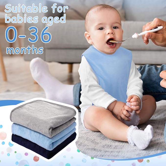 Hercicy Full Coverage Pullover Toddler Baby Bibs Terry Cloth Bibs with Snap Button for 0-4 Years Unisex Feeding Drooling
