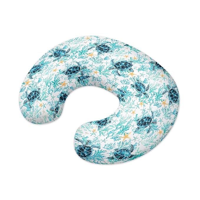 Sea Turtle Pillow Cover for Baby Boy Girl, Soft Breastfeeding Pillow Slipcover, Newborn Feeding Pillow Cover Dust Covers