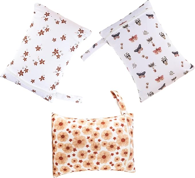Happy Flute 3 Set Wet Bag Storage Bag Waterproof Washable Travel Bags, Beach, Pool, Gym Bag for Swimsuits & Wet Clothes(Flower)