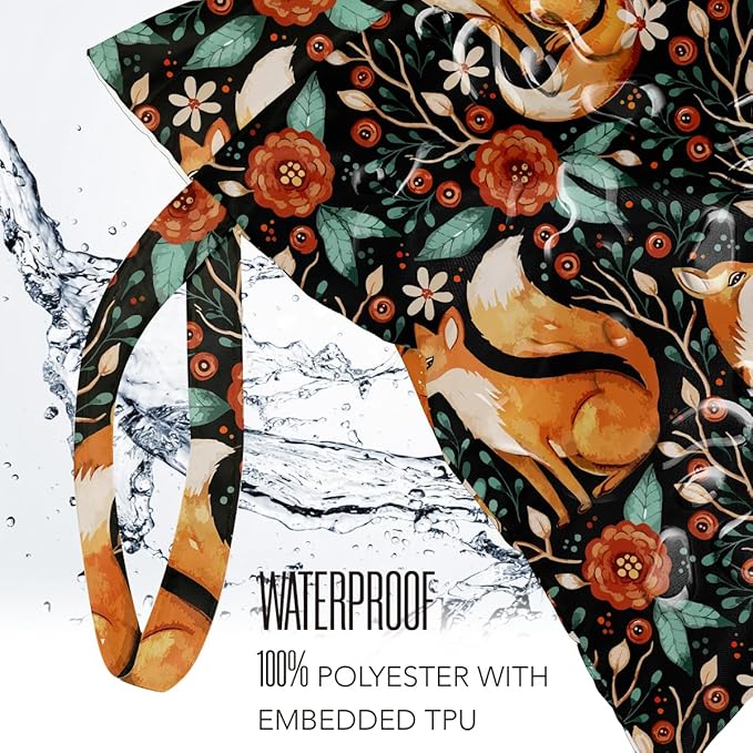 Waterproof Cloth Diaper Wet Dry Bag, Reusable Travel Beach Pool Daycare Soiled Toddler Items Yoga Gym Bag for Swimsuits or Wet Clothes Diaper Forest Animal Fox Wet Bag