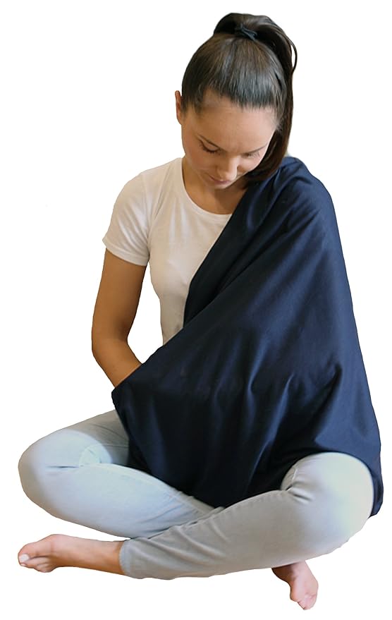 Nursing Covers for Breastfeeding, Soft Infinity Scarf Shawl Cover Up - Lightweight, Breathable Privacy Nursing Wrap in Navy Blue