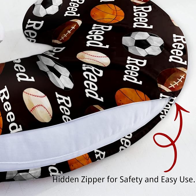 Baby Nursing Pillow Cover - Personalized Name Ball Theme Breastfeeding U-Shaped for Bottle Feeding, Ultra Soft Comfortable Breastfeeding Pillow Cover for Infant Baby Boys and Girls