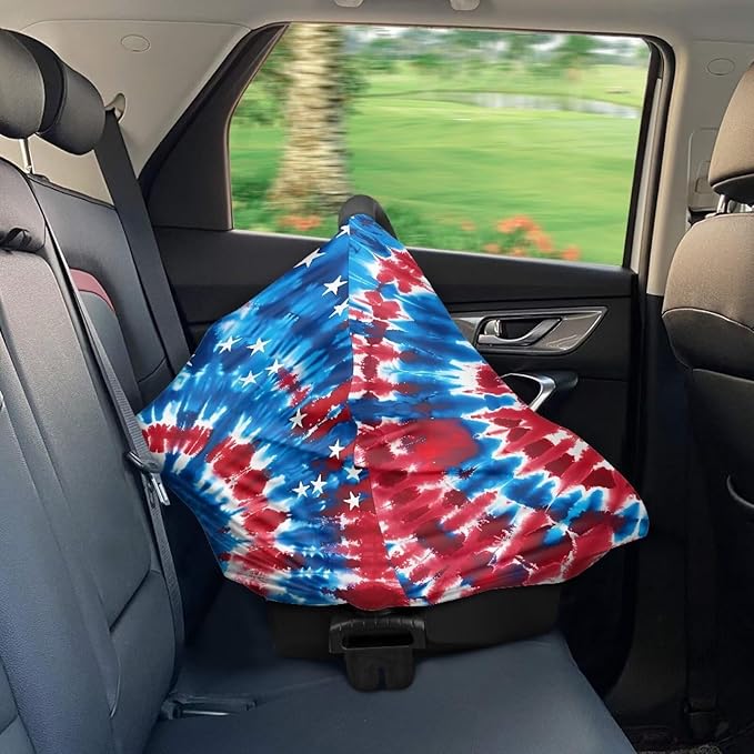 Belidome 4th of July Breastfeeding Cover Patriotic Red White and Blue Nursing Cover Up for Breastfeeding Breathable Infants Stroller Canopy
