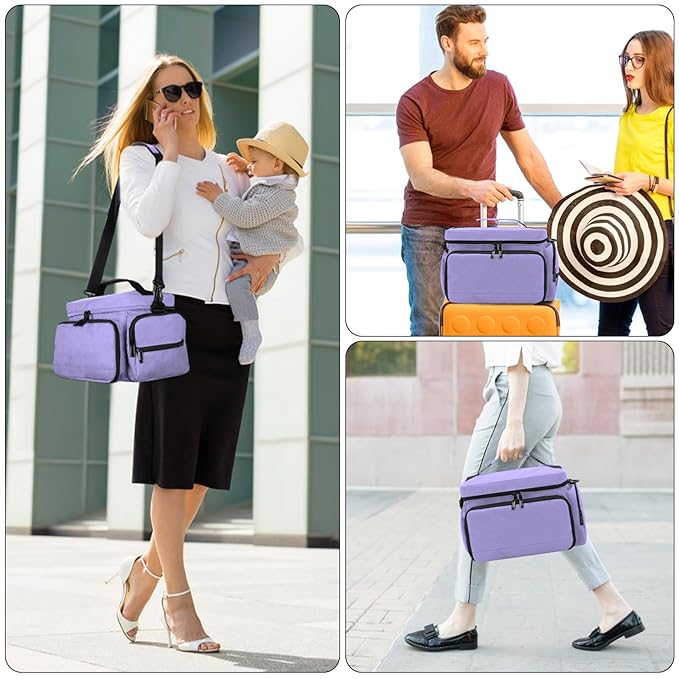 GDNasist Breast Pump Bag Fit for Spectra S1 and S2, Pumping Bags with Waterproof Mat for Pump Accessories, Portable Pump Carrying Case for Work, Travel and Family Use, Purple