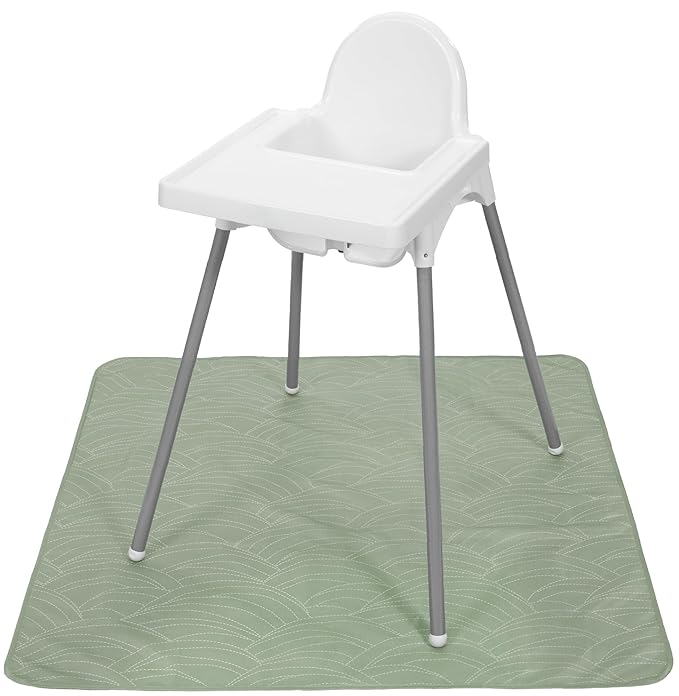 S&T INC. Baby Splat Mat for Under High Chair, Water Resistant Floor Mat, 42 Inches by 42 Inches, Sage Needlepoint