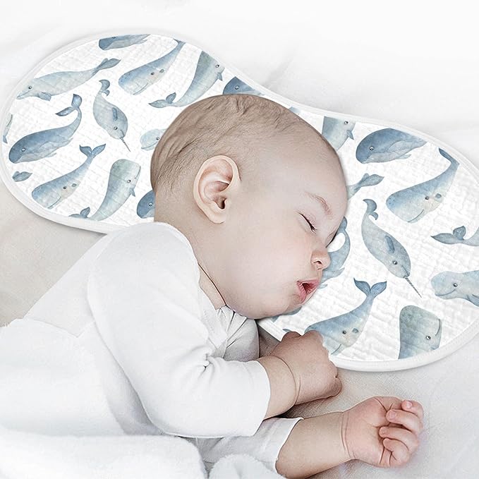 vvfelixl Burp Cloths Whale Dolphin for Baby Boy Girls Baby Washcloths Burp Rags 1 Pack
