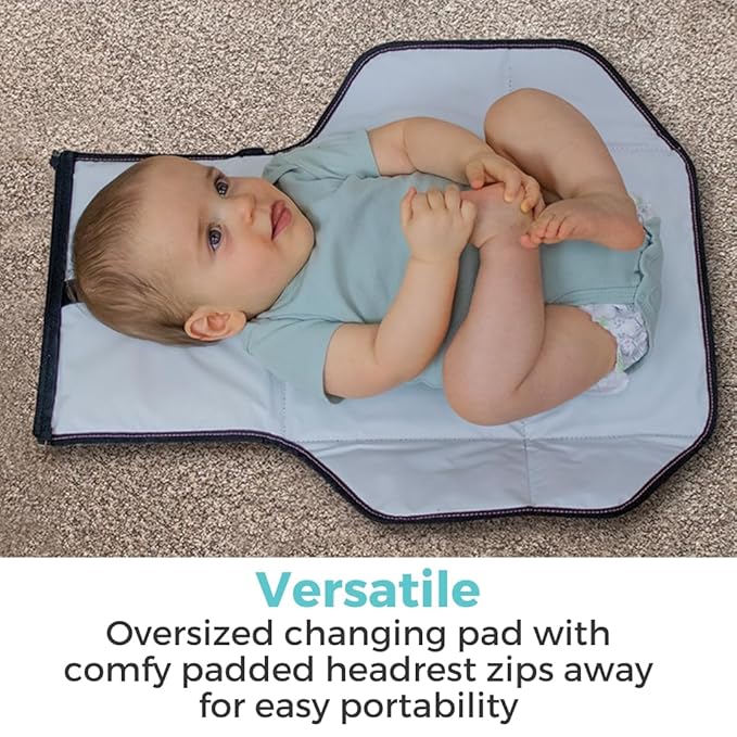 Toddleroo by North States - Travel Changing Pad: Portable Diaper Changing Pad for Baby - Foldable Changing Mat with Pockets - Navy