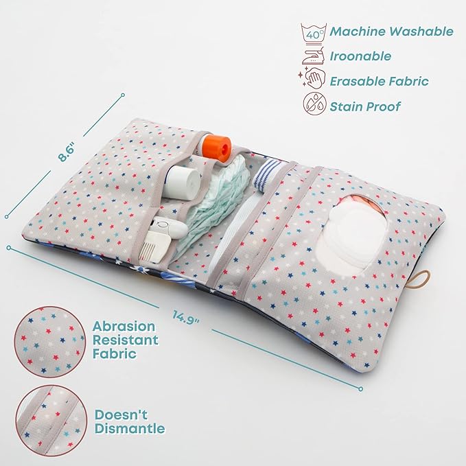 HAMUR Baby Diaper Bag Organizer – Compact & Foldable Stroller Pouch for Newborn Essentials | Travel-Friendly | Fits Boys & Girls (Space)