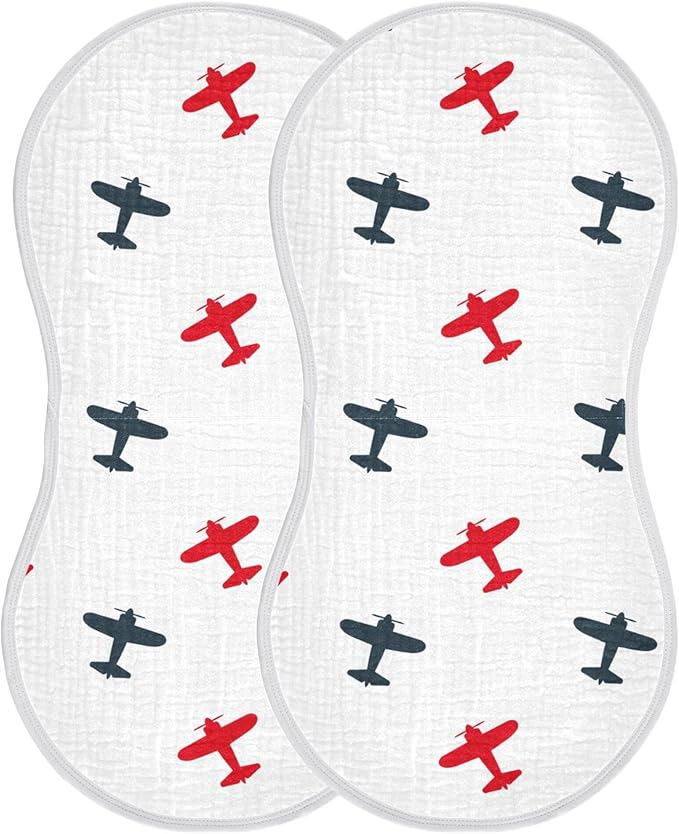 Airplanes Planes Burp Cloths Baby Boys Girls Absorbent Soft Cotton Burping Cloths Rags 2 Pack