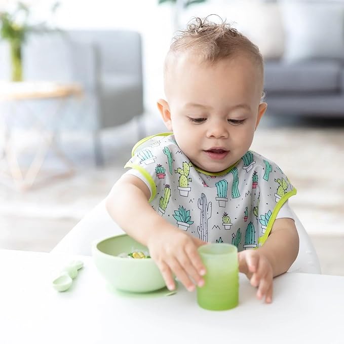 Bumkins Bibs for Girl or Boy, SuperBib Baby and Toddler for 6-24 Months, Essential Must Have for Eating, Feeding, Baby Led Weaning Supplies, Mess Saving Catch Food, 3-pk No Prob-Llama, Cactus, Llamas